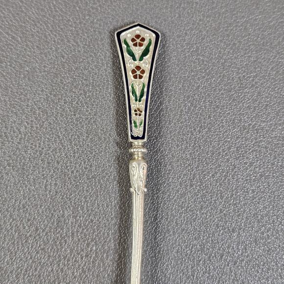 Vtg Spaulding & Co Spoon Enamel 950 Demitasse Art Nouveau Cottage Academia Goth - Picture 4 of 9